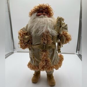 Luxurious old world collectible Santa Hold and White 17” Tall
